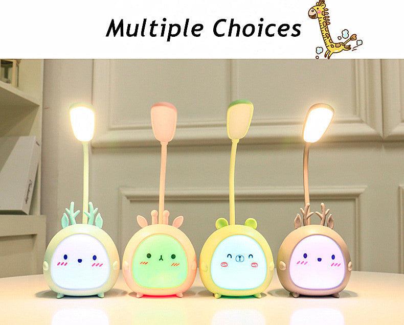 Cartoon Desk Lamp Eye Protection Energy-saving Reading Lamp USB Charging Sleeping Night Light LED Table Lamp for Kids Cute Study Lamps for Bedroom Décor