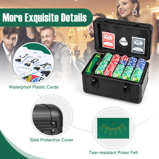 Casino Poker Chips with 600 Pieces Chips Texas Holdem Poker Chip Set-Black