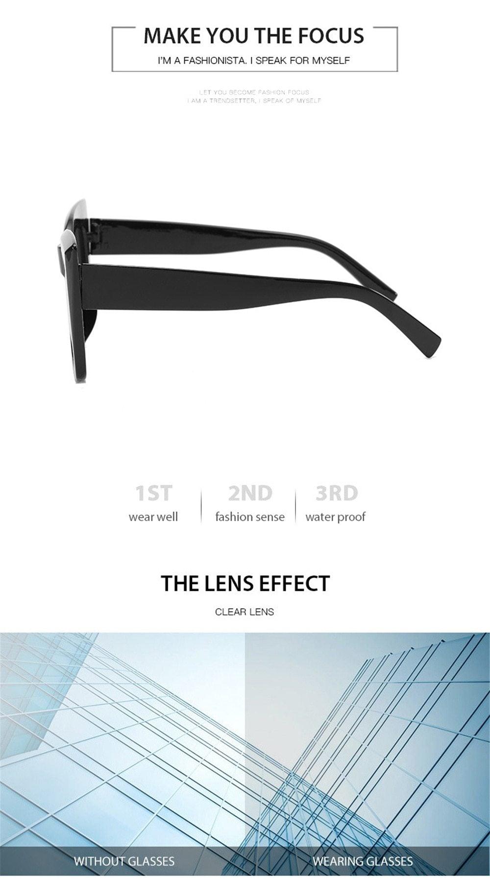 Cat Eye Design For Women Sunglasses Female Personality Big Size Frame Decent Sun Shade Glasses Trending over Size Sunglasses Thick Frame Square Sunglasses for Men Women Retro Sun Glasses UV400 Protection Fashion Trendy Style