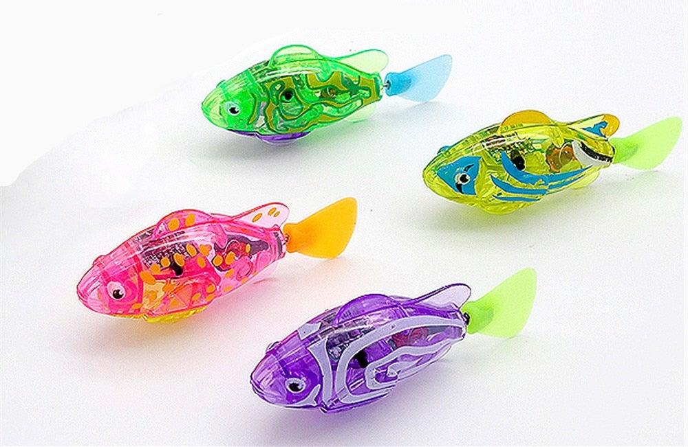 Cat Interactive Electric Fish Toy Water Cat Toy for Indoor Play Swimming Robot Fish Toy for Cat and Dog with LED Light Pet Toys New Bath Toys Interactive Plastic Fish Toys Electronic Cat Toy Gift to Stimulate Your Pet's Hunter Instincts