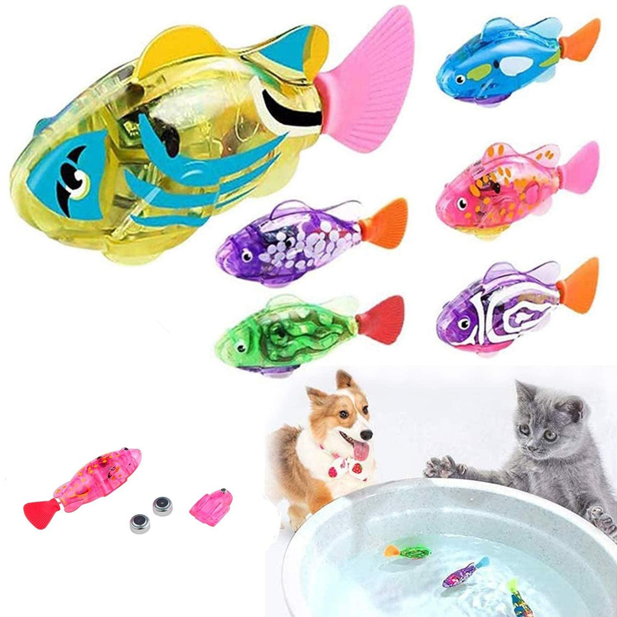 Cat Interactive Electric Fish Toy Water Cat Toy for Indoor Play Swimming Robot Fish Toy for Cat and Dog with LED Light Pet Toys New Bath Toys Interactive Plastic Fish Toys Electronic Cat Toy Gift to Stimulate Your Pet's Hunter Instincts