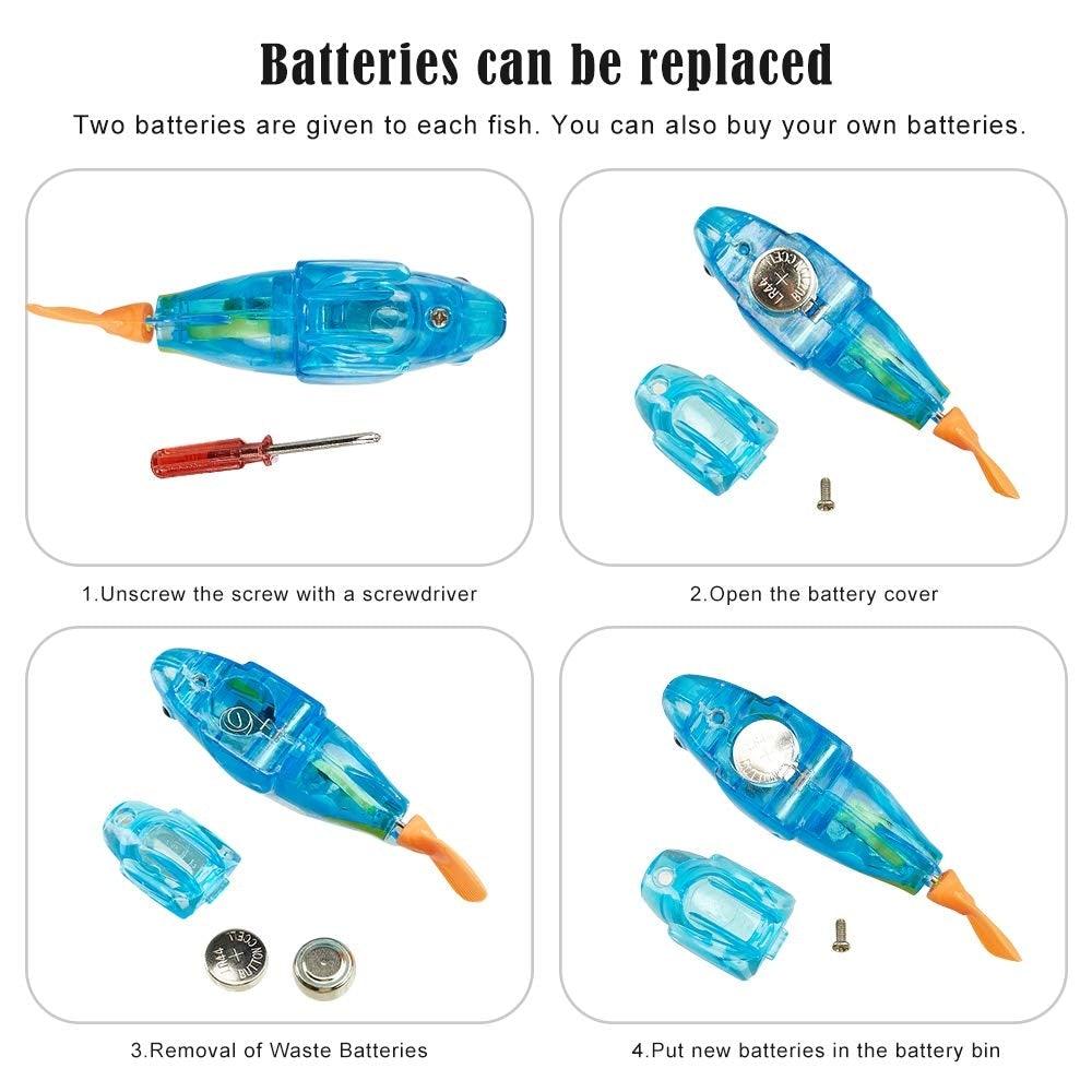 Cat Interactive Electric Fish Toy Water Cat Toy for Indoor Play Swimming Robot Fish Toy for Cat and Dog with LED Light Pet Toys New Bath Toys Interactive Plastic Fish Toys Electronic Cat Toy Gift to Stimulate Your Pet's Hunter Instincts