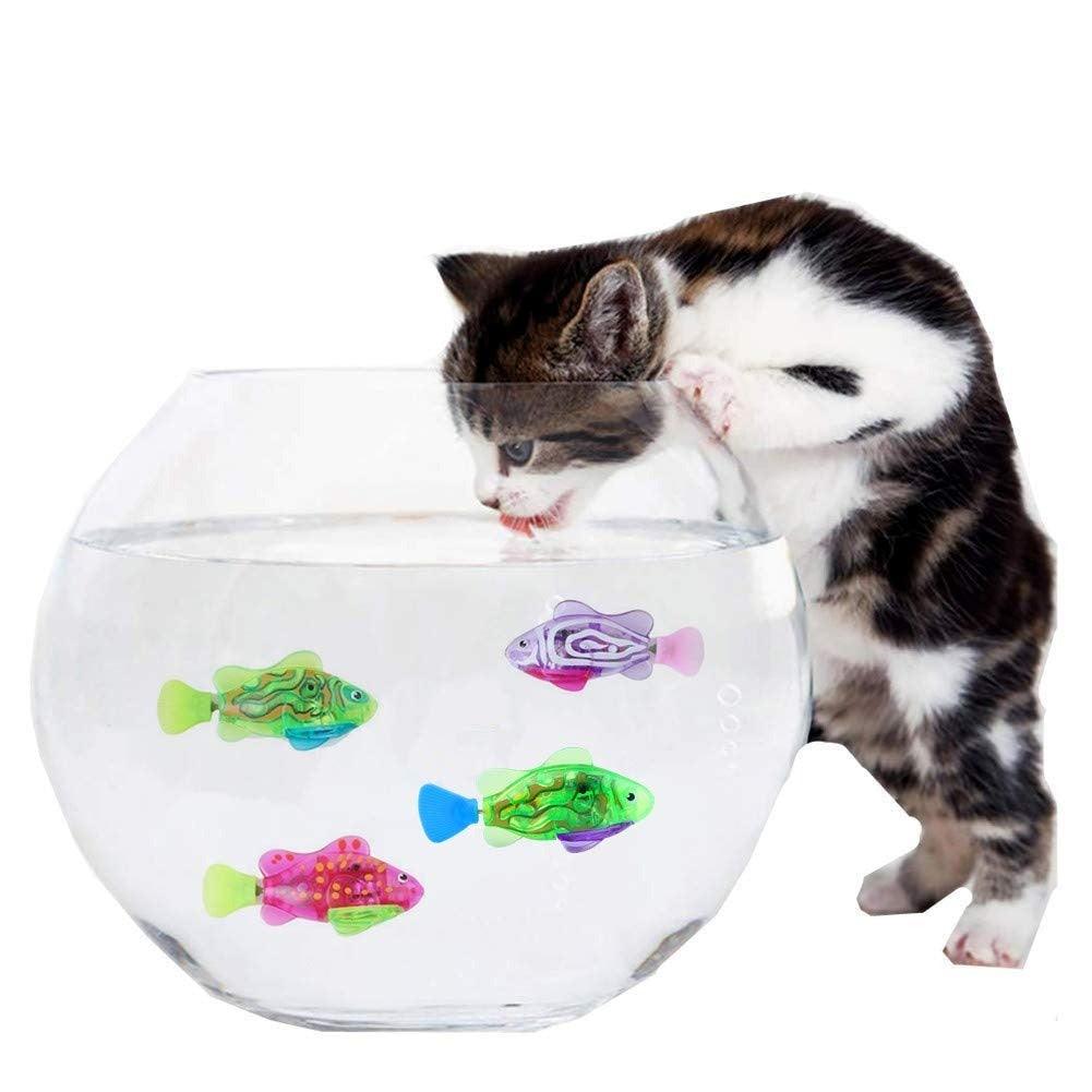 Cat Interactive Electric Fish Toy Water Cat Toy for Indoor Play Swimming Robot Fish Toy for Cat and Dog with LED Light Pet Toys New Bath Toys Interactive Plastic Fish Toys Electronic Cat Toy Gift to Stimulate Your Pet's Hunter Instincts