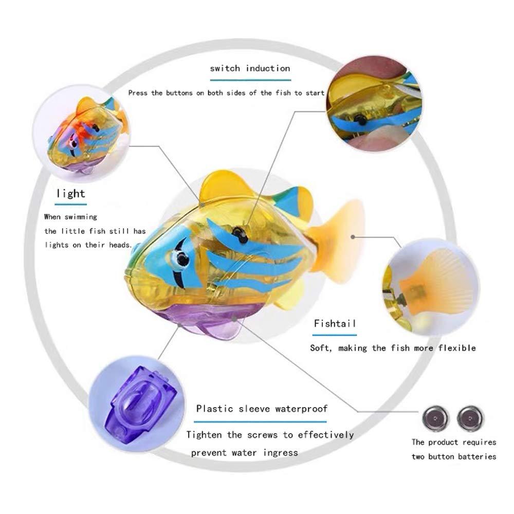 Cat Interactive Electric Fish Toy Water Cat Toy for Indoor Play Swimming Robot Fish Toy for Cat and Dog with LED Light Pet Toys New Bath Toys Interactive Plastic Fish Toys Electronic Cat Toy Gift to Stimulate Your Pet's Hunter Instincts
