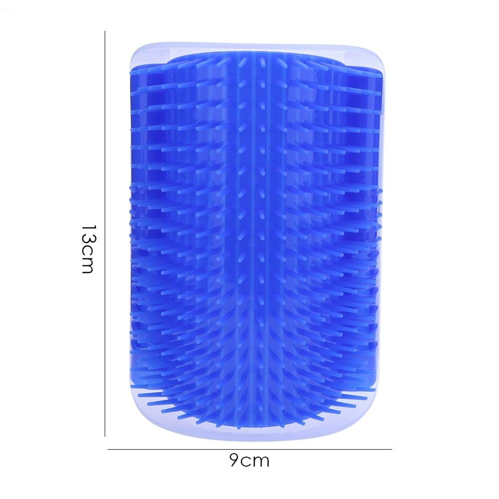 Cat Scratcher Corner Pet Brush Comb Play Cat Toy Plastic Scratch Bristles Arch Massager Self Groomer with Catnip Pouch Cat Wall Corner Massage Groomer Cat Self Grooming Brush