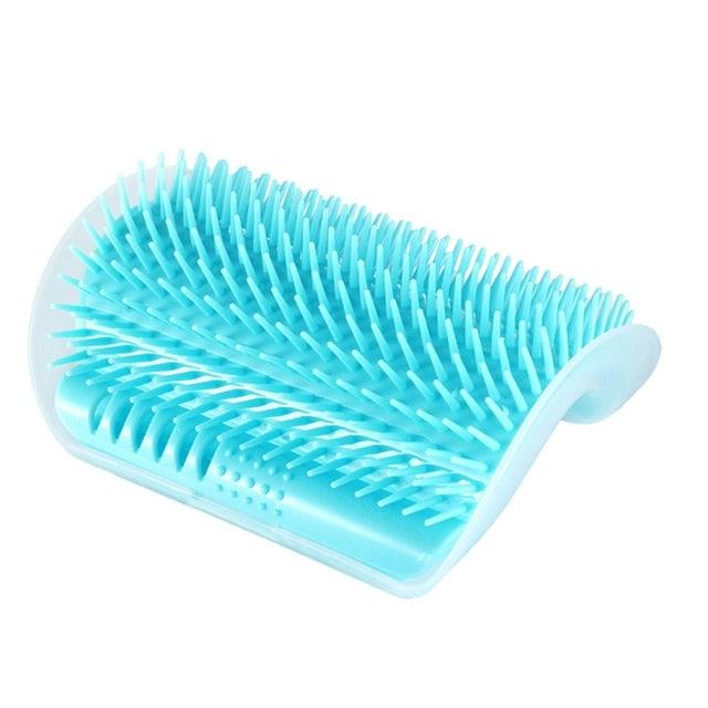 Cat Scratcher Corner Pet Brush Comb Play Cat Toy Plastic Scratch Bristles Arch Massager Self Groomer with Catnip Pouch Cat Wall Corner Massage Groomer Cat Self Grooming Brush