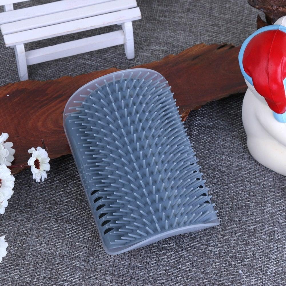 Cat Scratcher Corner Pet Brush Comb Play Cat Toy Plastic Scratch Bristles Arch Massager Self Groomer with Catnip Pouch Cat Wall Corner Massage Groomer Cat Self Grooming Brush