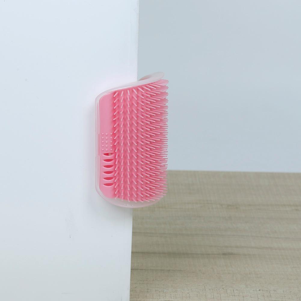Cat Scratcher Corner Pet Brush Comb Play Cat Toy Plastic Scratch Bristles Arch Massager Self Groomer with Catnip Pouch Cat Wall Corner Massage Groomer Cat Self Grooming Brush