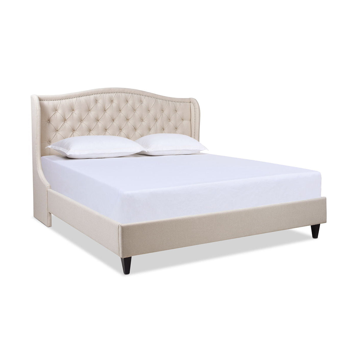 Coverley - King Tufted Shelter Platform Bed - Sky Neutral Beige by Couch.com