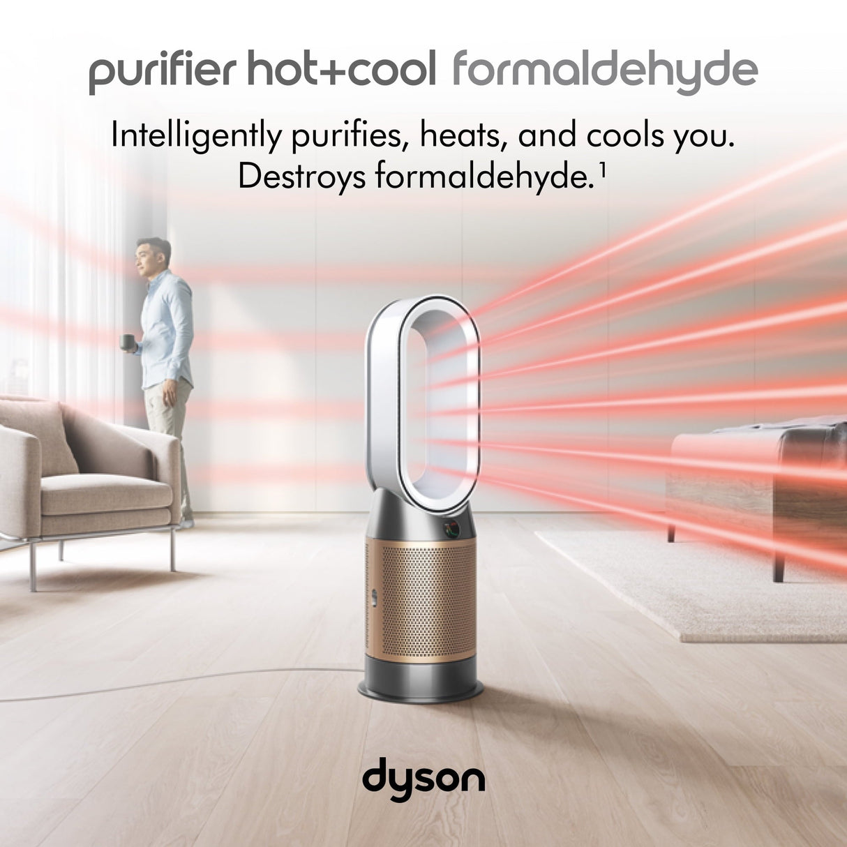 DYSON AIR PURIFIER HOT+COOL FAN FORMALDEHYDE HP09 SMART TOWER in WHITE/GOLD