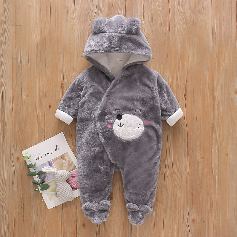 Cartoon Bear Velvet Romper Thickened Jumpsuit Romper Korean Trend Version