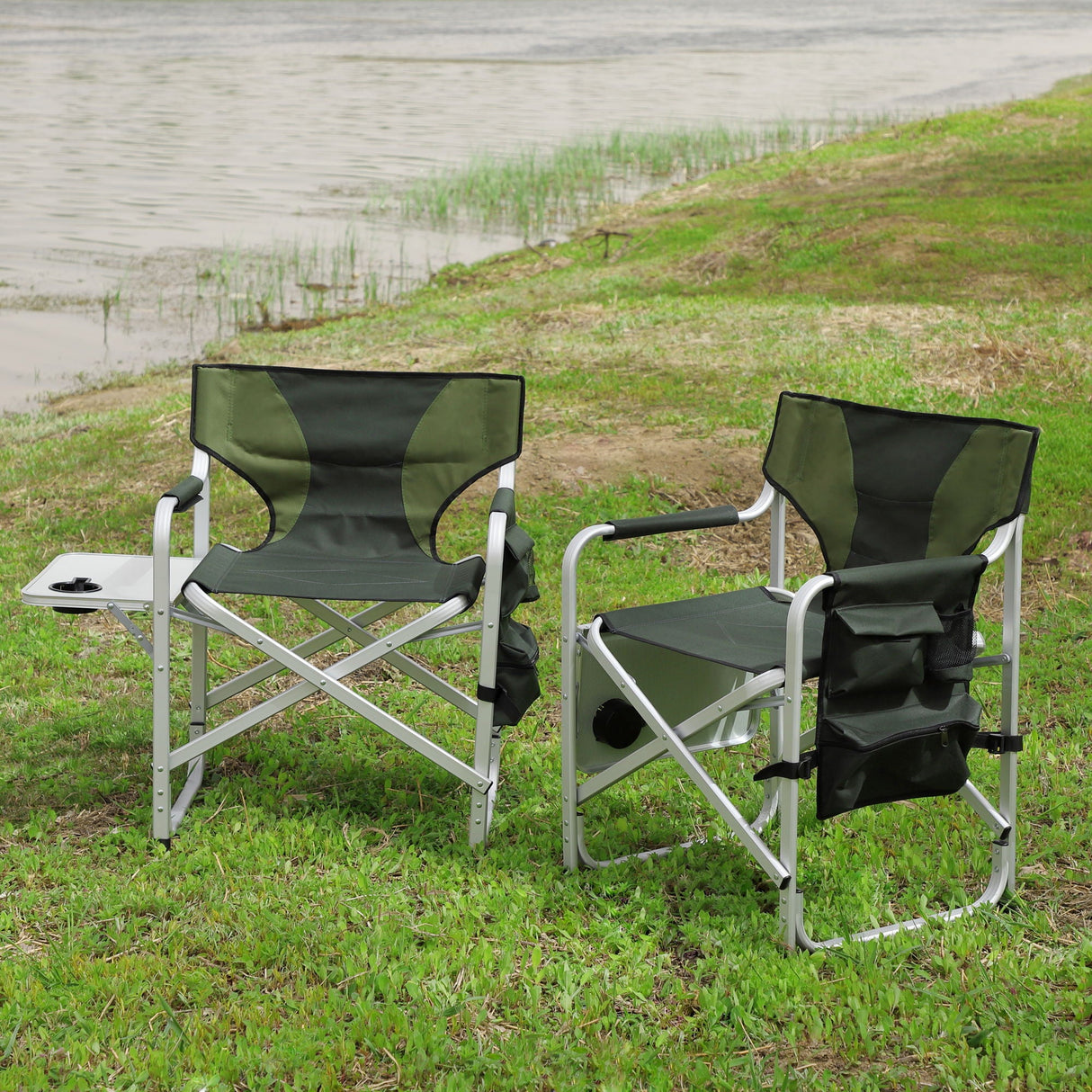 Padded Folding Outdoor Chair With Side Table And Storage Pockets, Lightweight Oversized Directors Chair For Indoor, Outdoor Camping, Picnics And Fishing by Couch.com