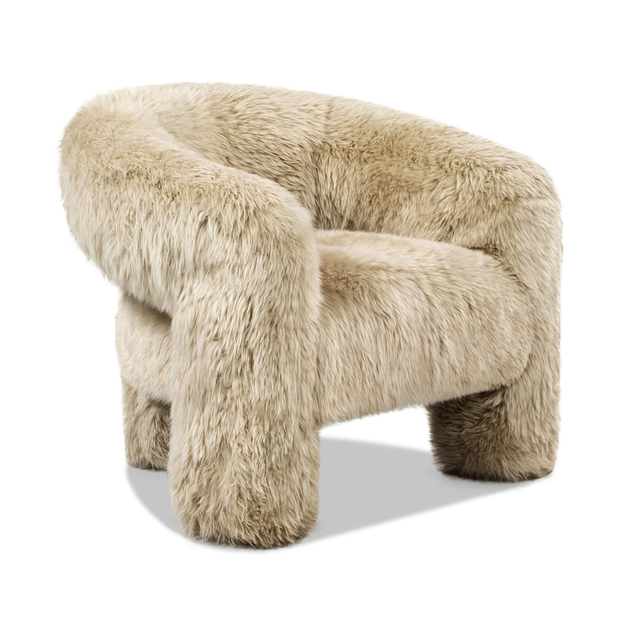 Avalon - Genuine Sheepskin Fur Split Barrel Back Accent Chair - Natural Blonde by Couch.com