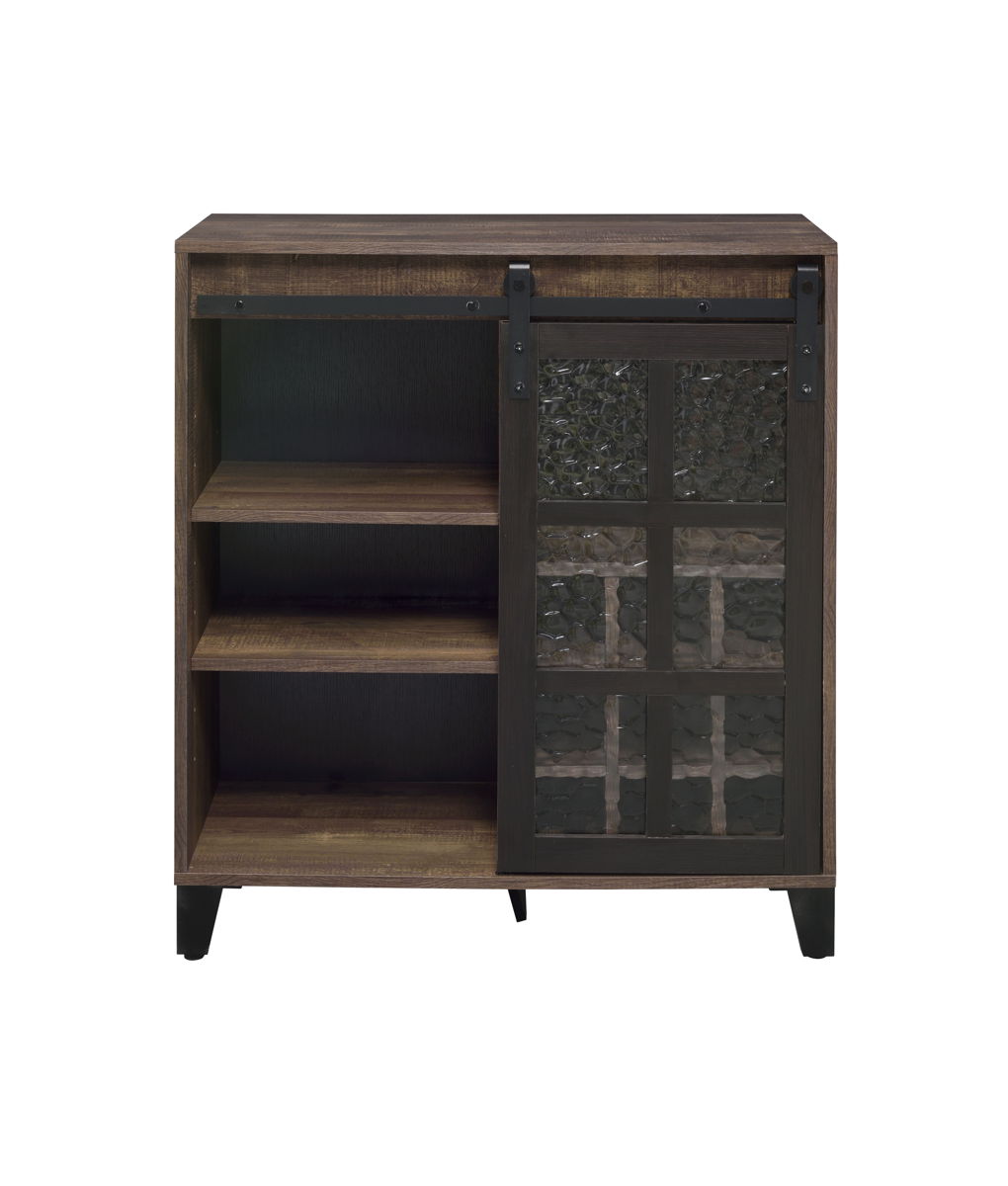 Treju Obscure - Glass, Rustic Wine Cabinet - Black / Oak by Couch.com