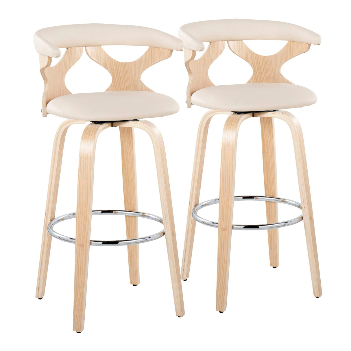Gardenia - Contemporary Fixed Height Barstool With Swivel With Round Footrest (Set of 2) by Couch.com