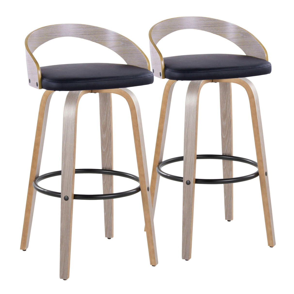 Grotto - Contemporary Fixed Height Barstool With Swivel With Round Footrest (Set of 2) by Couch.com