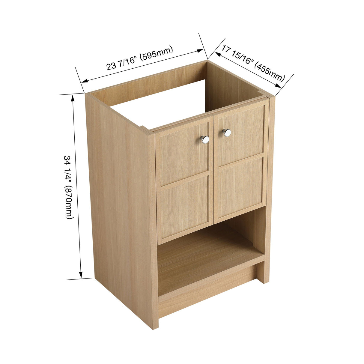 Modern Freestanding Bathroom Vanity With 2 Soft Closing Doors, Excluding Sink - Oak by Couch.com