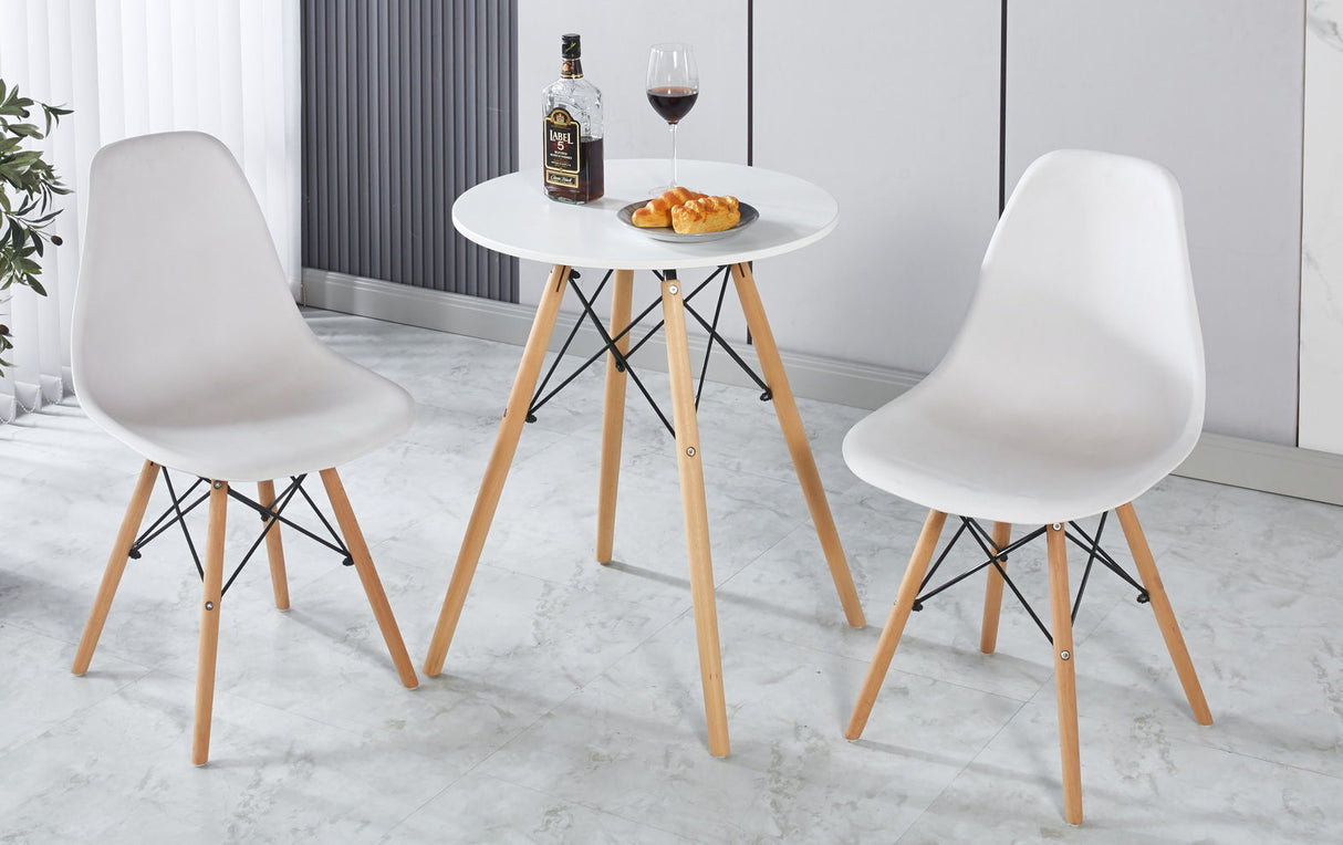 1 Table + 2 Chair, 3 Pieces / 1 Set, Dining Set, Dining Table, Office Table, Coffee Table - White by Couch.com