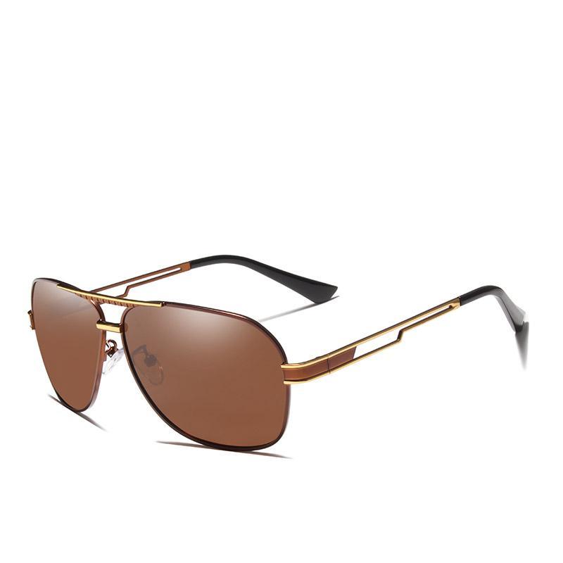 Luxury NEW Model Business Men Square Polarized Sunglasses Male Eyewear Aviation Alloy Frame With UV400 Protection and High Quality Metal Frame