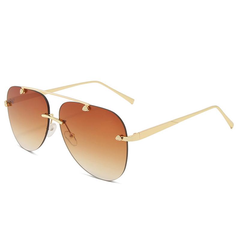 Metal Rimless Sunglasses for Men and Woman Mirror Fashion Trendy Pilot Sun Glasses UV Protector Gradient Eyewear
