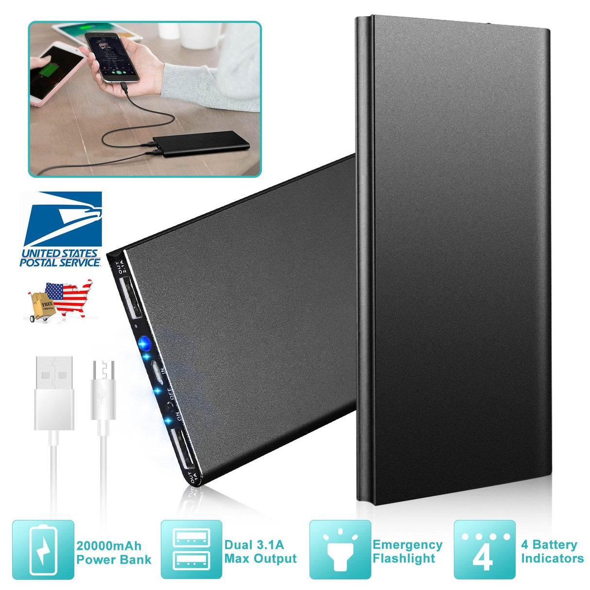 20000mAh Power Bank Ultra-thin External Battery by DirectDeals