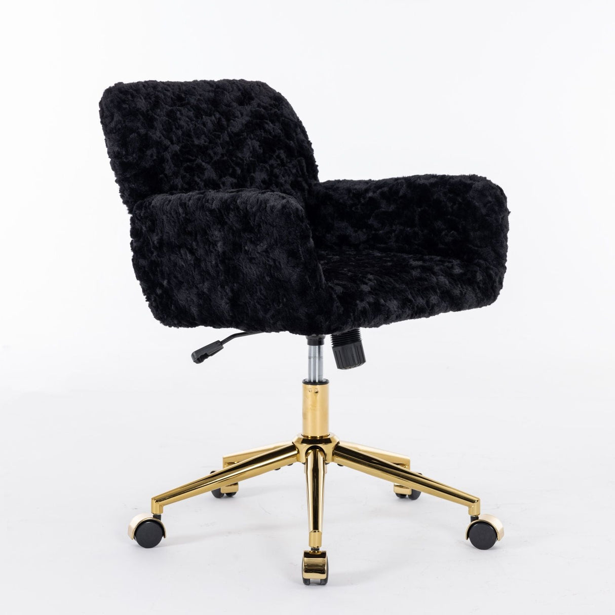 Office Chair, Artificial Rabbit Hair Home Office Chair With Golden Metal Base, Adjustable Desk Chair Swivel Office Chair, Vanity Chair by Couch.com