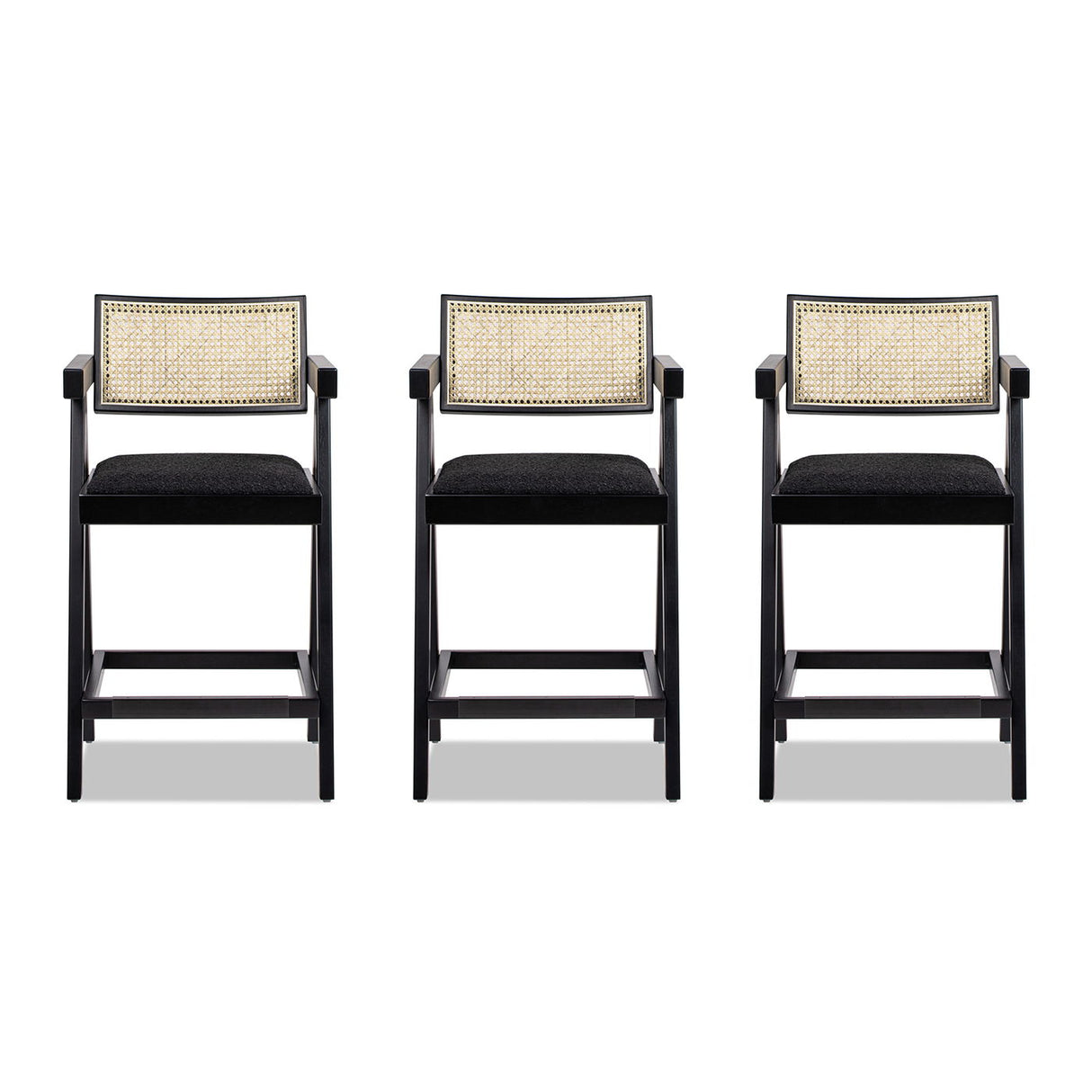 Milan - Modern Webbing Back Stool With Arms (Set of 3) by Couch.com