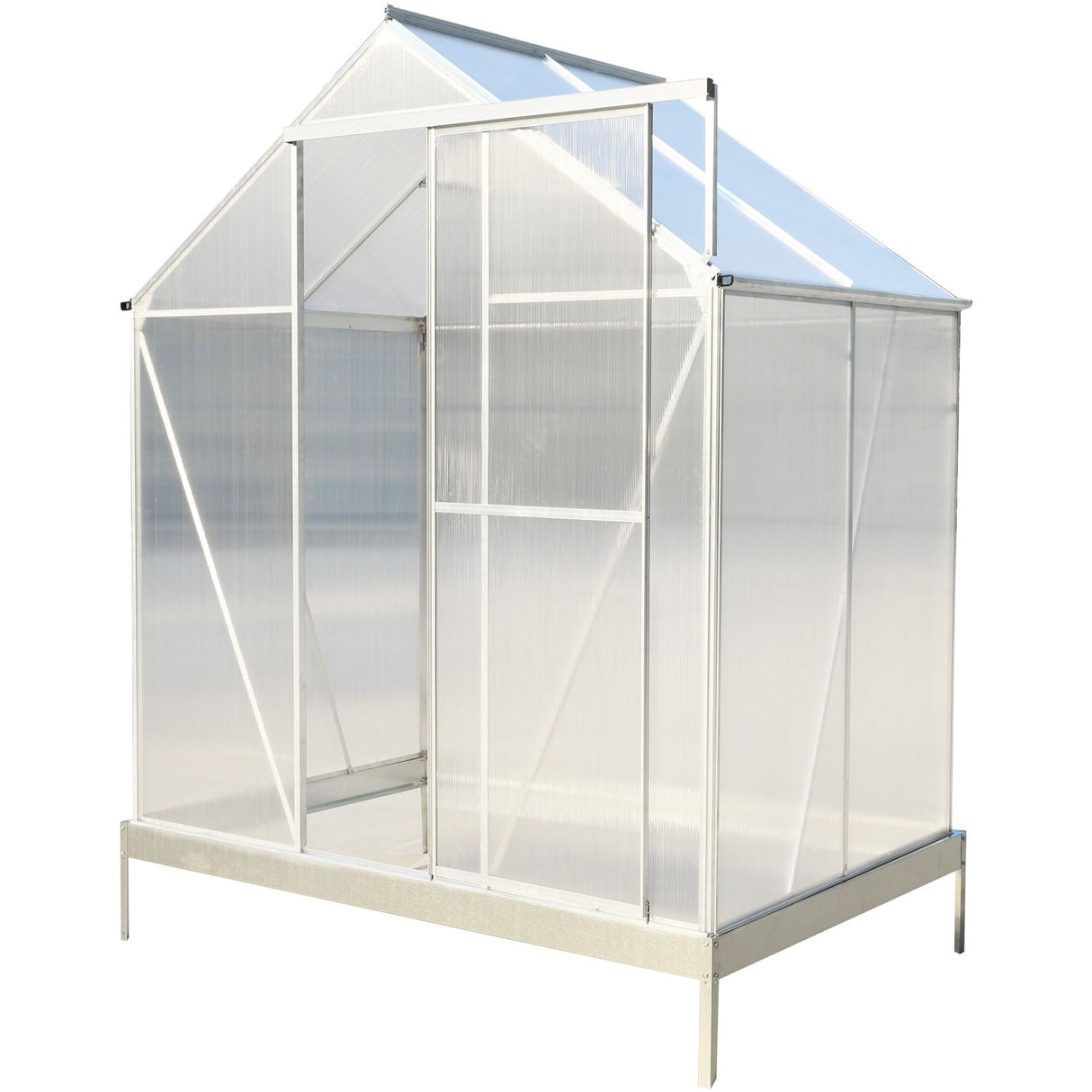 Polycarbonate Greenhouse, Heavy Duty Outdoor Aluminum Walk-In Green House Kit With Rain Gutter, Vent And Door For Backyard Garden by Couch.com