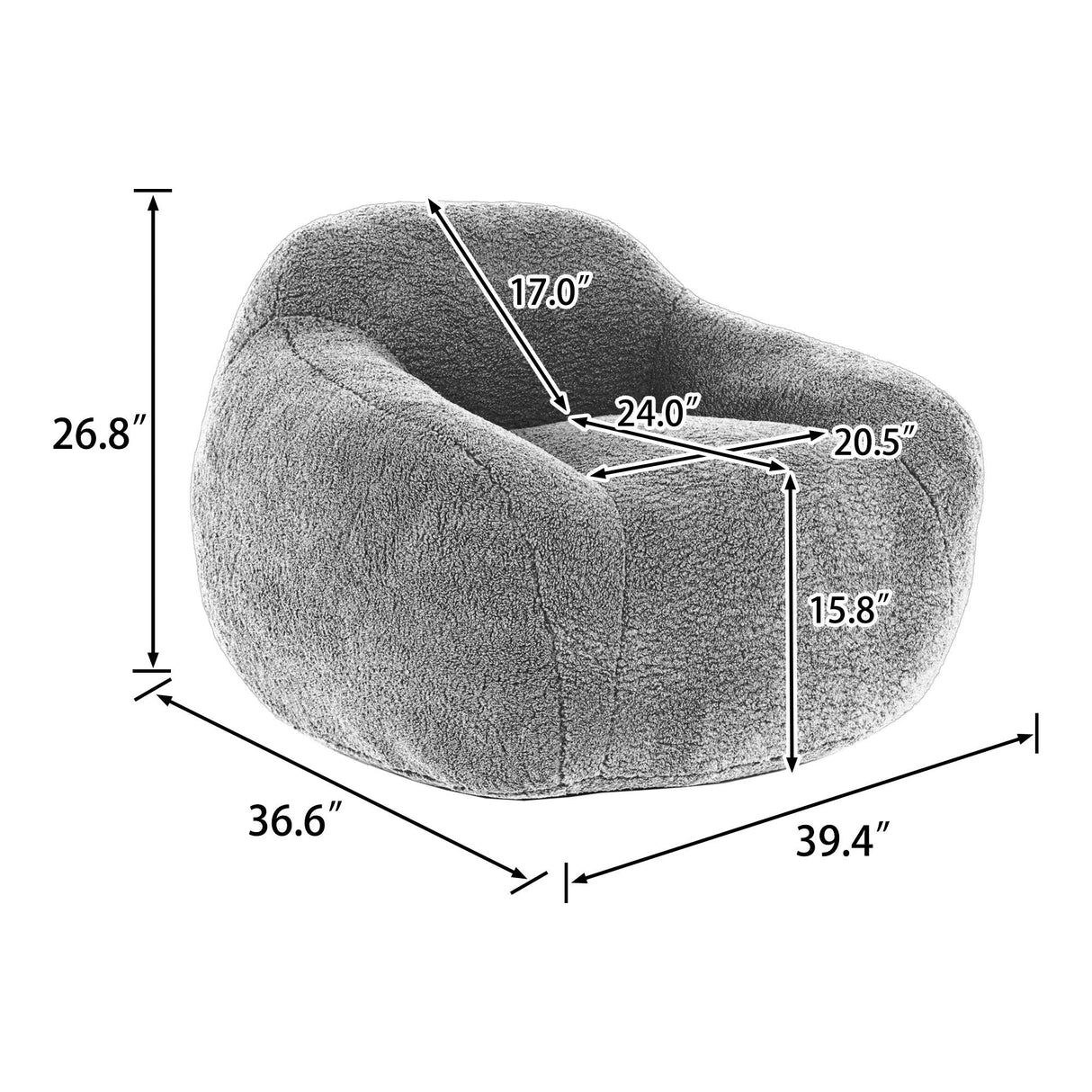 Giant Bean Bag Chair, Spacious Memory Foam With Armrests by Couch.com