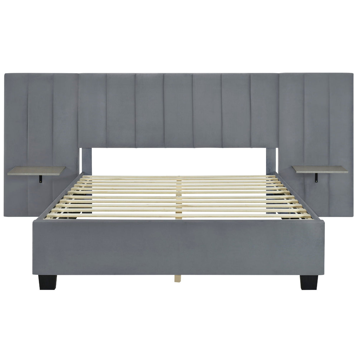 Upholstered Platform Bed With Big Headboard by Couch.com