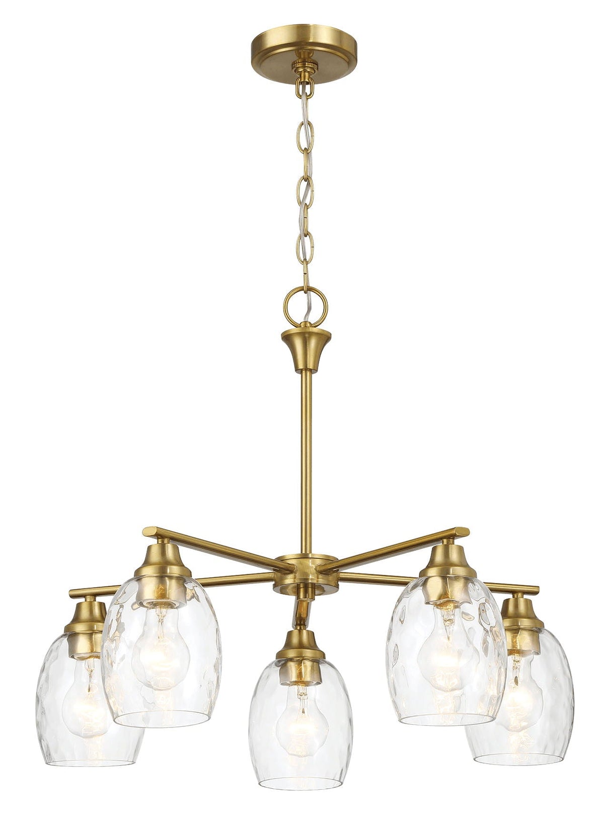 Elegance 5 Lights Linear Arms With Chain Chandelier - Clear / Gold by Couch.com
