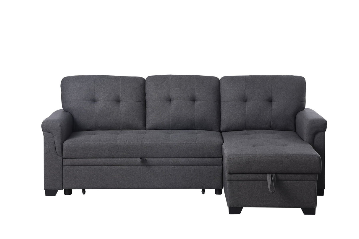 Lucca - Linen Reversible Sleeper Sectional Sofa With Storage Chaise by Couch.com