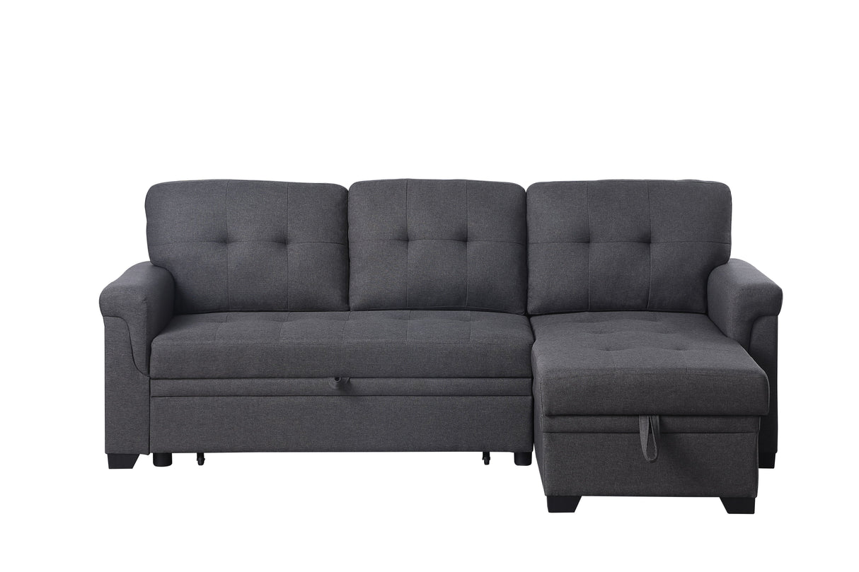 Lucca - Linen Reversible Sleeper Sectional Sofa With Storage Chaise by Couch.com