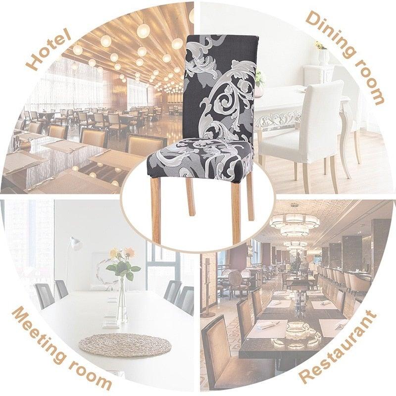 Chair Cover Simple Home Printed Chair Cover Household Thickened Fleece Chair Cover Universal KitchenDining Chair Cover Spandex tretch Removable Washable Dining Room Chair Protector Slipcovers/Home Decor Dining Room Seat Cover