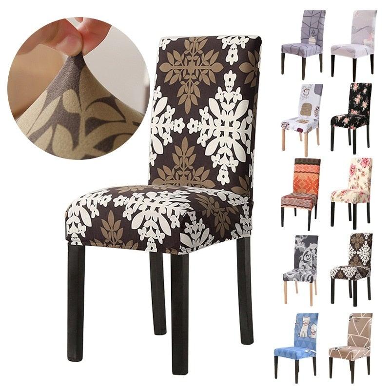 Chair Cover Simple Home Printed Chair Cover Household Thickened Fleece Chair Cover Universal KitchenDining Chair Cover Spandex tretch Removable Washable Dining Room Chair Protector Slipcovers/Home Decor Dining Room Seat Cover