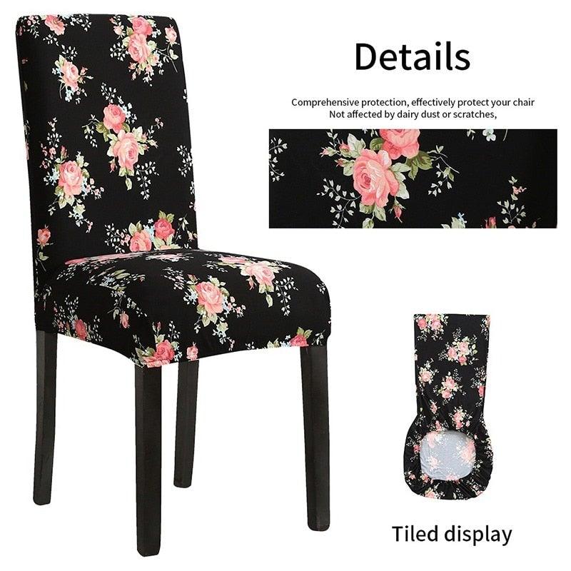 Chair Cover Simple Home Printed Chair Cover Household Thickened Fleece Chair Cover Universal KitchenDining Chair Cover Spandex tretch Removable Washable Dining Room Chair Protector Slipcovers/Home Decor Dining Room Seat Cover