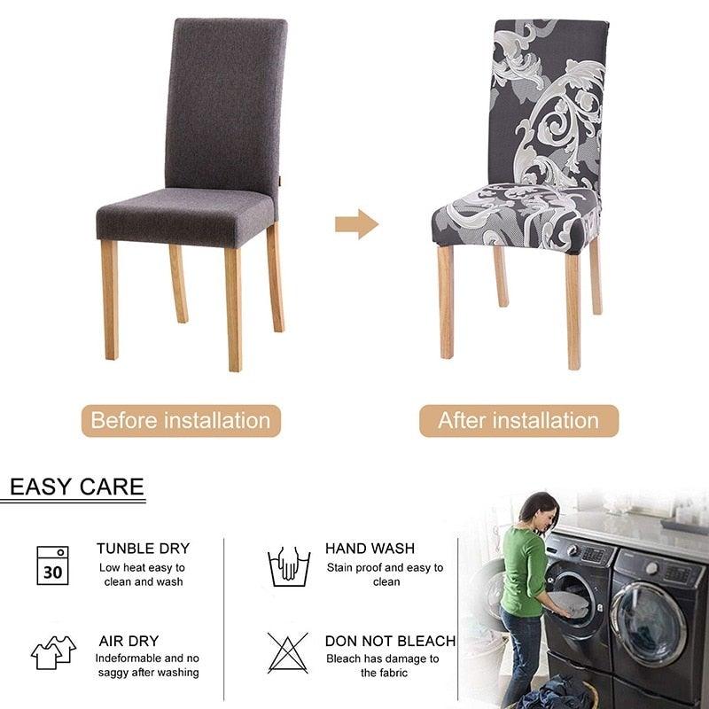 Chair Cover Simple Home Printed Chair Cover Household Thickened Fleece Chair Cover Universal KitchenDining Chair Cover Spandex tretch Removable Washable Dining Room Chair Protector Slipcovers/Home Decor Dining Room Seat Cover