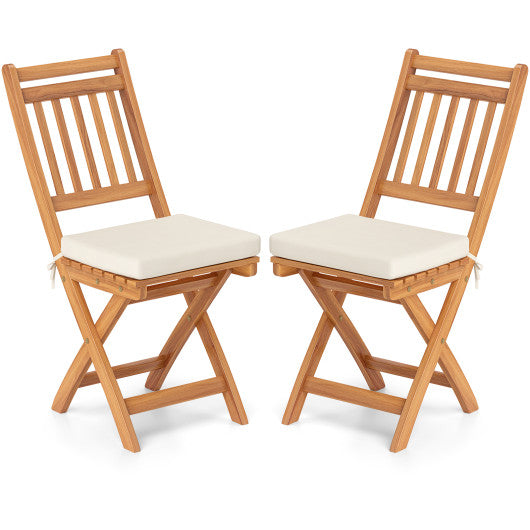 Patio Folding Chairs Set of 2 with Soft Seat Cushion-B