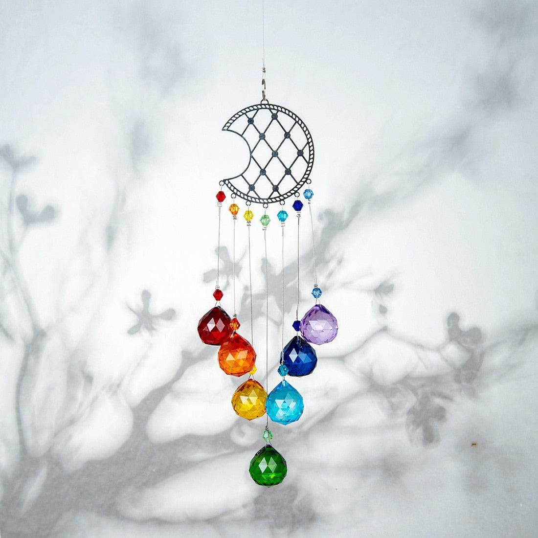 Chandelier Wind Chimes Ab Coating Crystal Prisms Hanging Sun Catcher Rainbow Chaser Crystals Ball Prisms Window Curtains Pendant Home Decor Gifts Garden Patio Yard
