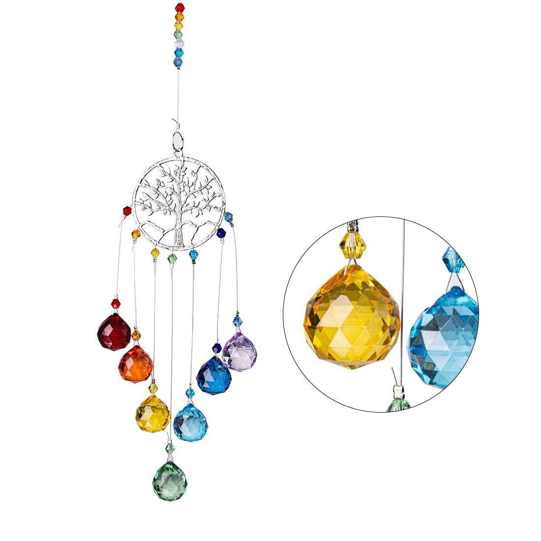 Chandelier Wind Chimes Ab Coating Crystal Prisms Hanging Sun Catcher Rainbow Chaser Crystals Ball Prisms Window Curtains Pendant Home Decor Gifts Garden Patio Yard