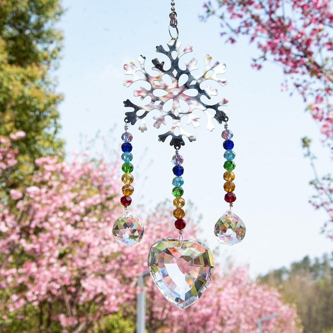 Chandelier Wind Chimes Ab Coating Crystal Prisms Hanging Sun Catcher Rainbow Chaser Crystals Ball Prisms Window Curtains Pendant Home Decor Gifts Garden Patio Yard