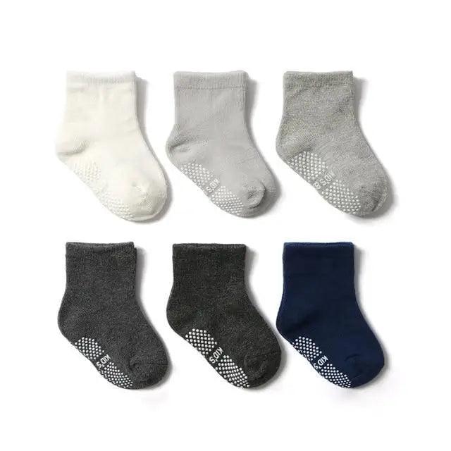 Children Cotton 6 Pairs/Set Anti-slip Socks For Boys Girl Rubber Kid Floor Sock With Grips For 0 To 6 Years Kids