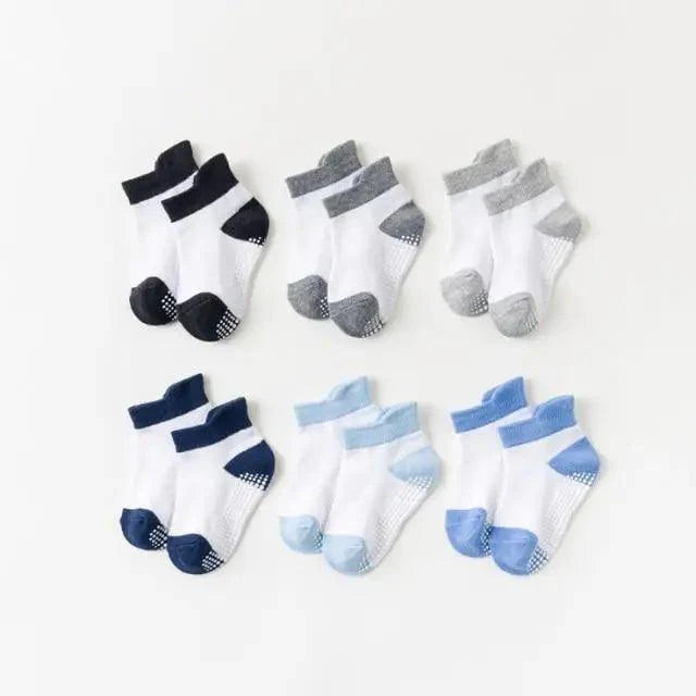 Children Cotton 6 Pairs/Set Anti-slip Socks For Boys Girl Rubber Kid Floor Sock With Grips For 0 To 6 Years Kids