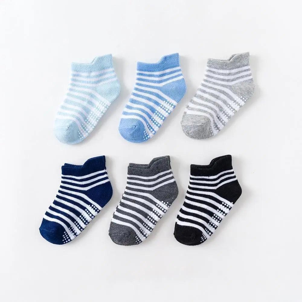 Children Cotton 6 Pairs/Set Anti-slip Socks For Boys Girl Rubber Kid Floor Sock With Grips For 0 To 6 Years Kids