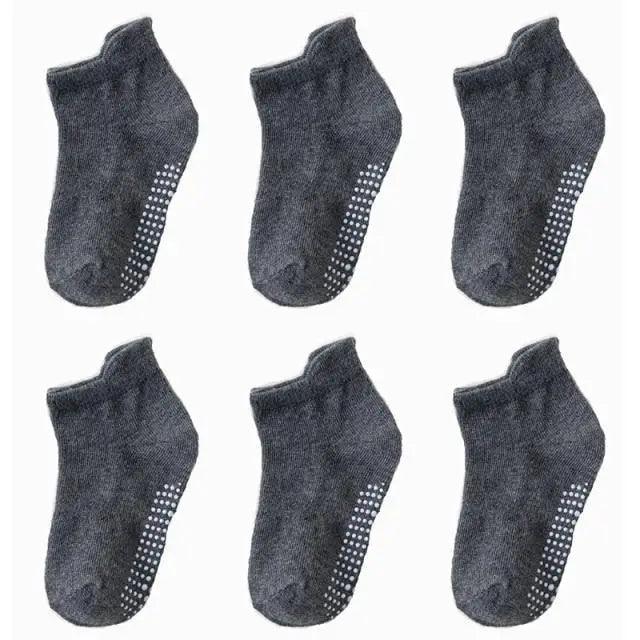 Children Cotton 6 Pairs/Set Anti-slip Socks For Boys Girl Rubber Kid Floor Sock With Grips For 0 To 6 Years Kids