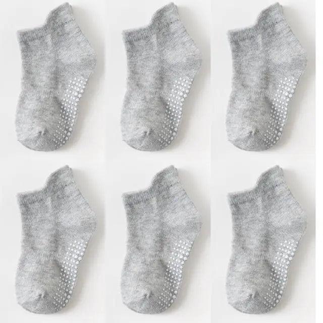 Children Cotton 6 Pairs/Set Anti-slip Socks For Boys Girl Rubber Kid Floor Sock With Grips For 0 To 6 Years Kids