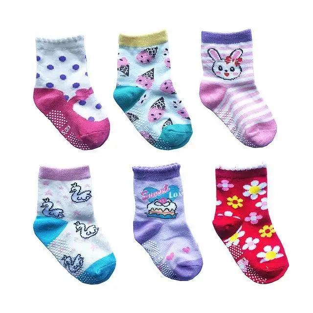 Children Cotton 6 Pairs/Set Anti-slip Socks For Boys Girl Rubber Kid Floor Sock With Grips For 0 To 6 Years Kids