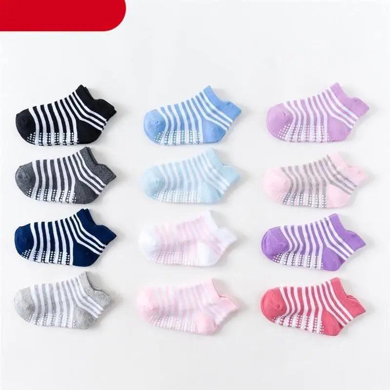 Children Cotton 6 Pairs/Set Anti-slip Socks For Boys Girl Rubber Kid Floor Sock With Grips For 0 To 6 Years Kids