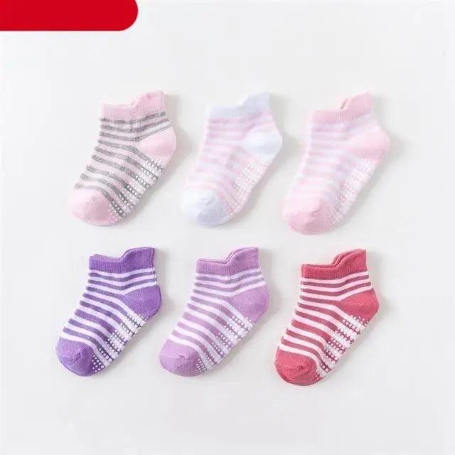 Children Cotton 6 Pairs/Set Anti-slip Socks For Boys Girl Rubber Kid Floor Sock With Grips For 0 To 6 Years Kids