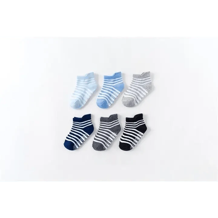 Children Cotton 6 Pairs/Set Anti-slip Socks For Boys Girl Rubber Kid Floor Sock With Grips For 0 To 6 Years Kids